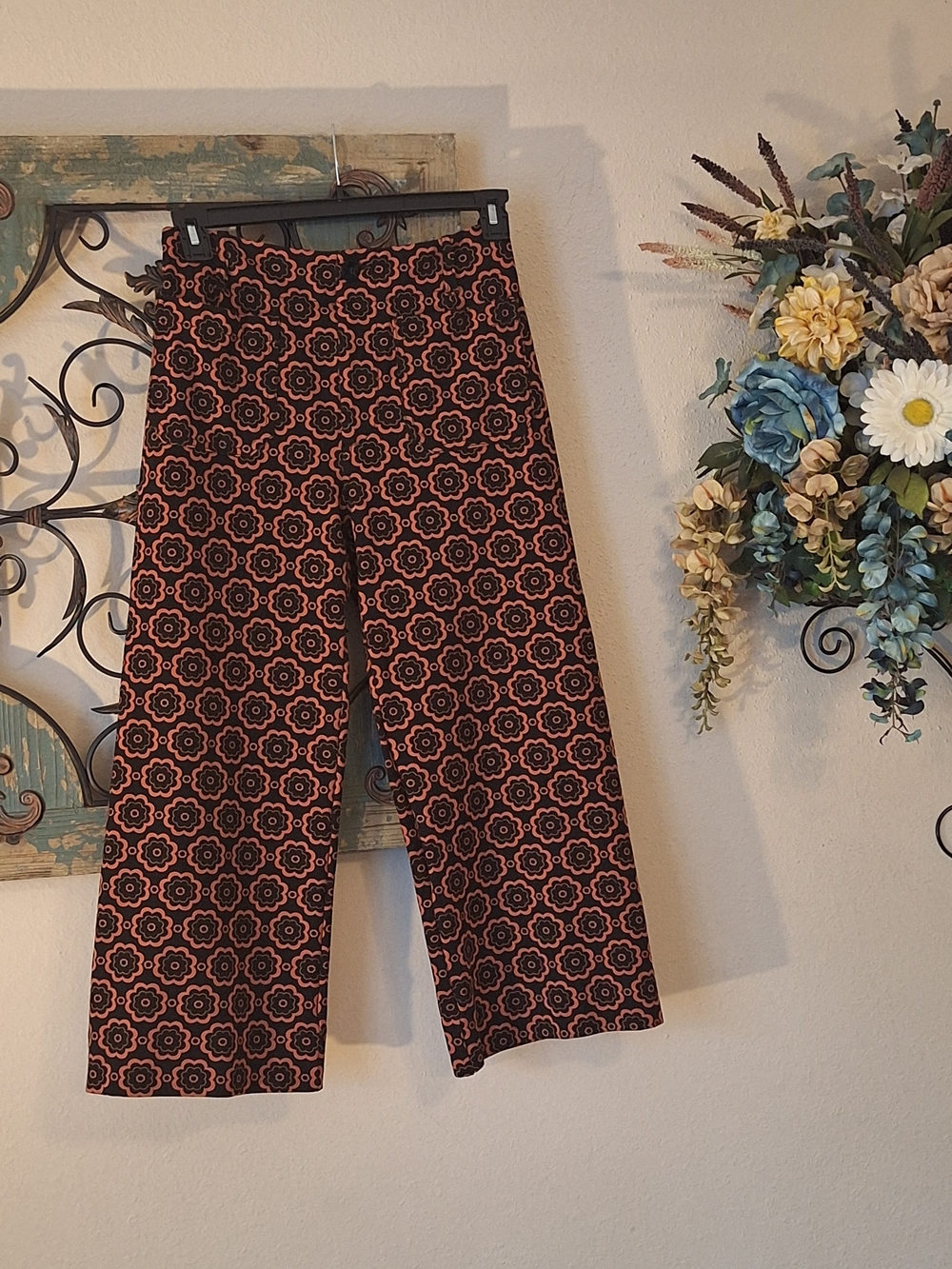 Anthropologie Blk/Brn Patterned Wide-Leg Pants. Size 28 Excellent Condition - Picture 5 of 16